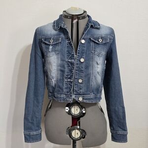 Maurices Denim Jacket with Frayed Accents